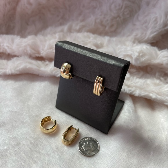 MIA FIORE Made In Italy 14kt Gold Polished Thick Chunky Huggie Earrings - Picture 7 of 13